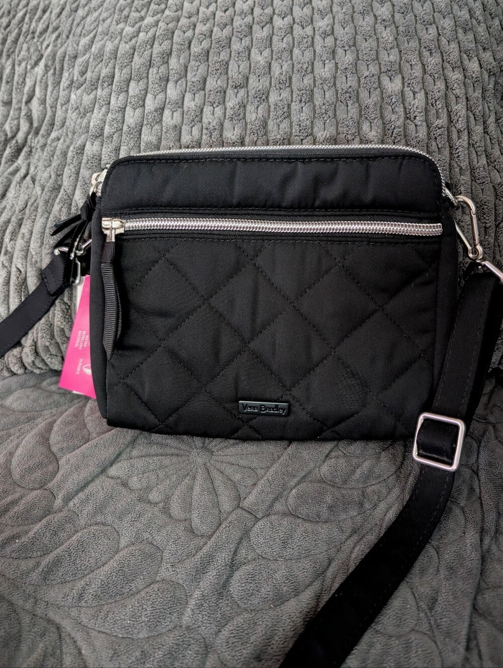 Vera Bradley Medium RFID Triple Compartment Crossbody NWT Black